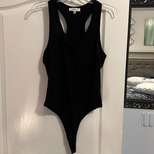 Women’s black sleeveless black bodysuit